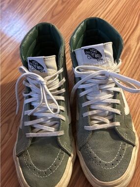 Vans High-Top Sneakers in Olive Green and White